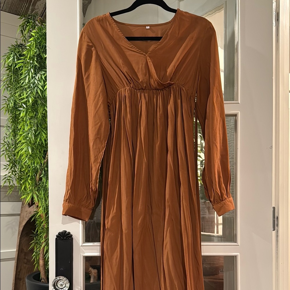 Elegant Rust Long Sleeve dress